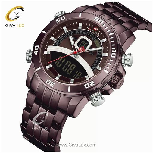 ساعت مچی مردانه بند فلزی دو زمانه مشکی ناوی فورس مدل NF9181 91811 (3).jpg